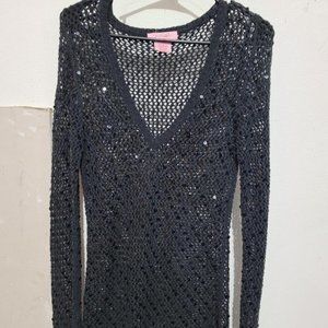 Long sleeve black sequin top